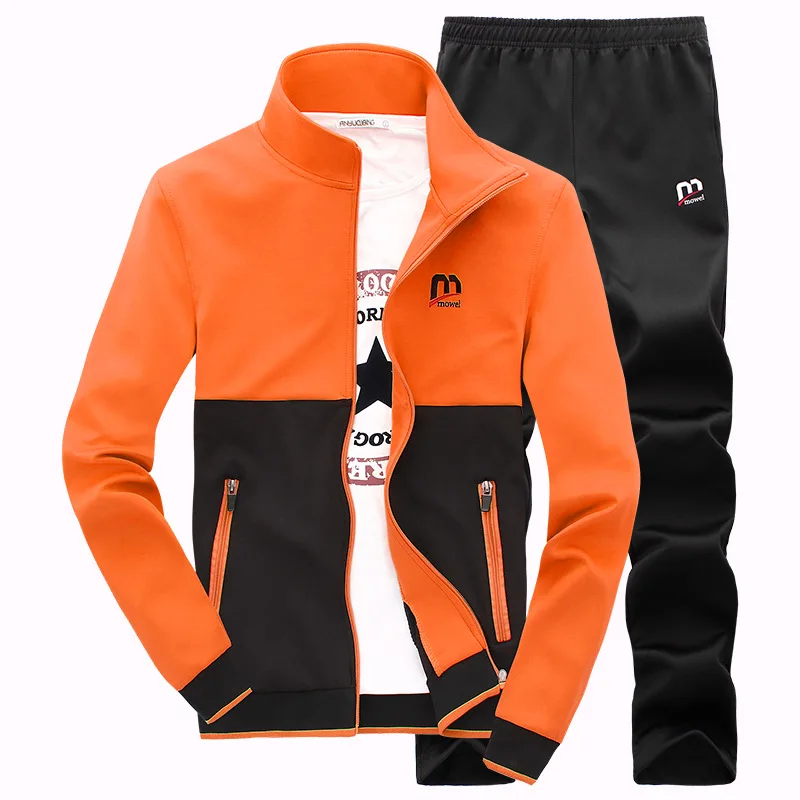 AmberHeard, новая мода, весна-осень, мужской спортивный костюм, толстовки+ штаны, спортивный костюм, комплект из двух предметов, спортивный костюм, комплект для мужчин, одежда - Цвет: Orange