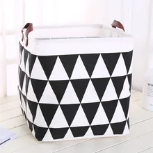 2019 New Organizer Creative Lattice Storage Box Folding Storage Basket Cotton Linen Art Plus Size Toy Laundry Basket Organizador