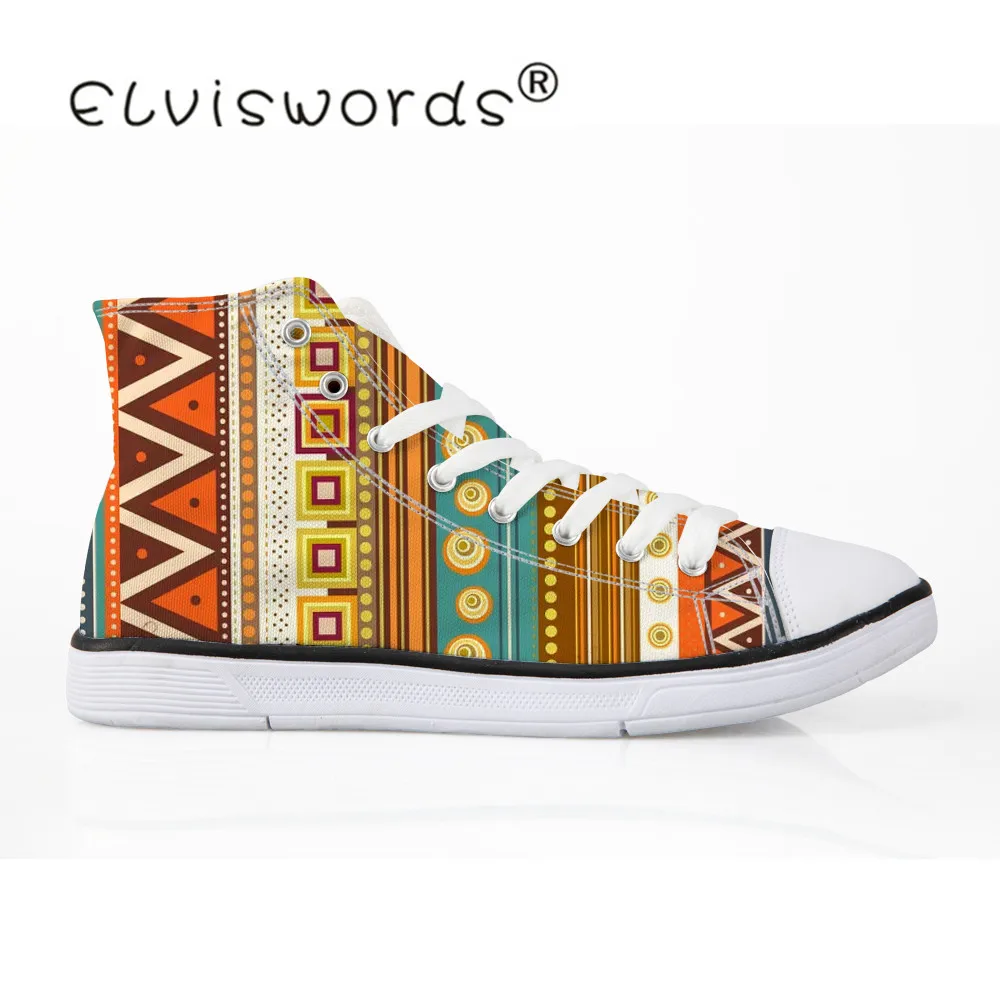 

ELVISWORDS New African Design Canvas Shoe Women Flats calzado mujer Female Vulcanize Shoes for Teenager Girls Sports Sneakers