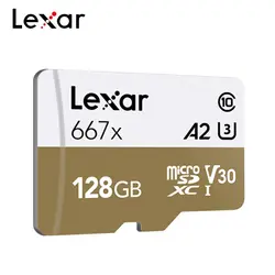 Lexar Professional 667x microSDXC UHS-I карта памяти 128 ГБ V30 U3 A2 Micro SD карта класса 10 100 МБ/с./с TF карта для Full-HD 3D 4 K