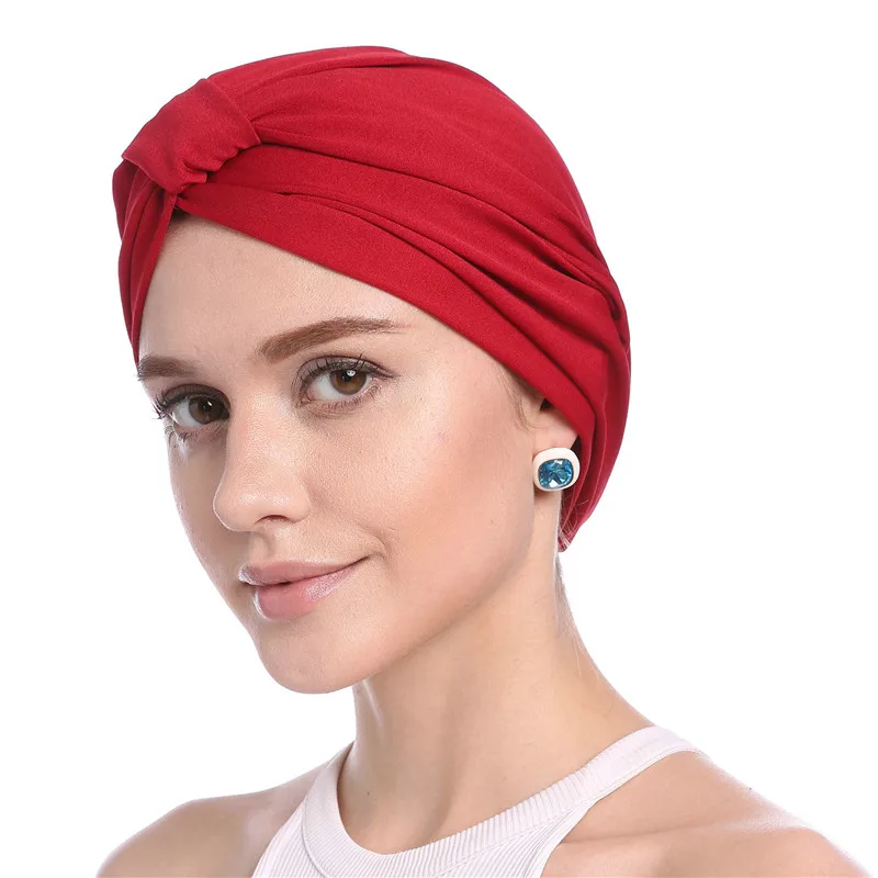 Мусульманский женский головной убор, шляпа, одноцветная Модальная тюрбаны, тонкая летняя мягкая эластичная Внутренняя Хиджаб шапка, обёрточная голова, индийские шляпы