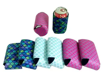 

300pcs 10*13cm New Mermaid Slim Can Sleeves Can Neoprene Beverage Coolers With Bottom Beer Cup Cover Case SN1103