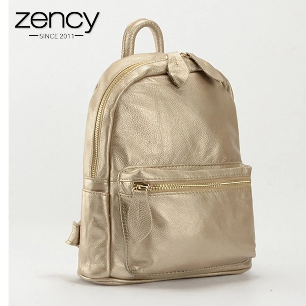 Zency New Design 100% Genuine Leather Women Backpack Preppy Style Schoolbag For Girls Ladies Travel Bag Bronze Knapsack Holiday Zency New Design 100% Genuine Leather Women Backpack Preppy Style Schoolbag For Girls Ladies Travel Bag Bronze Knapsack Holiday