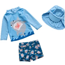 Детский купальный костюм из двух предметов для мальчиков пляжный костюм с рисунком акулы, одежда для купания для маленьких мальчиков детский купальный костюм От 1 до 10 лет одежда для серфинга