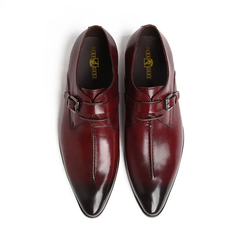 2019 Up Homens Casamento Wine Zapatos Noivo Partido Formal De Genuíno Vestido Sapatos Fivela Couro New black Masculinos Red Moda Calçado Dos Sapatas Lace Prom w7ZCXq