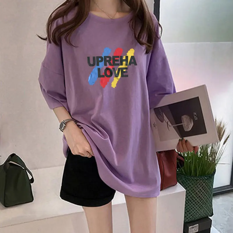 

New 2019 Summer Fashion Cotton O-Neck Half Sleeve Tops Tees Loose Casual Korean Style Woman Student Couple T Shirt Cartoon Print