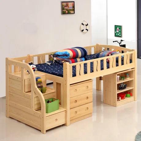 

Children Bed Children Furniture solid wood 120 cm kids beds child bed chambre bebe bunk bed with ladder cabinet whole sale