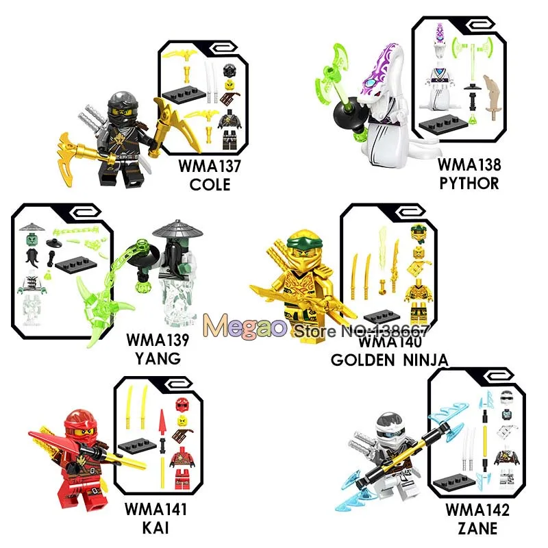 Single Llyod Nya Echo Zane ZX Golden Ninja Kai Cole Yang Akita Pythor Snake Warrior Ninja Building Blocks Model Kids Toys