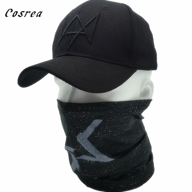 

2 Pieces/set Watch Dogs Aiden Face MASK Cap Cotton Hat Set Cosplay Costumes Mask Hat Men 6 Panel Baseball Caps Unisex Sport Hats