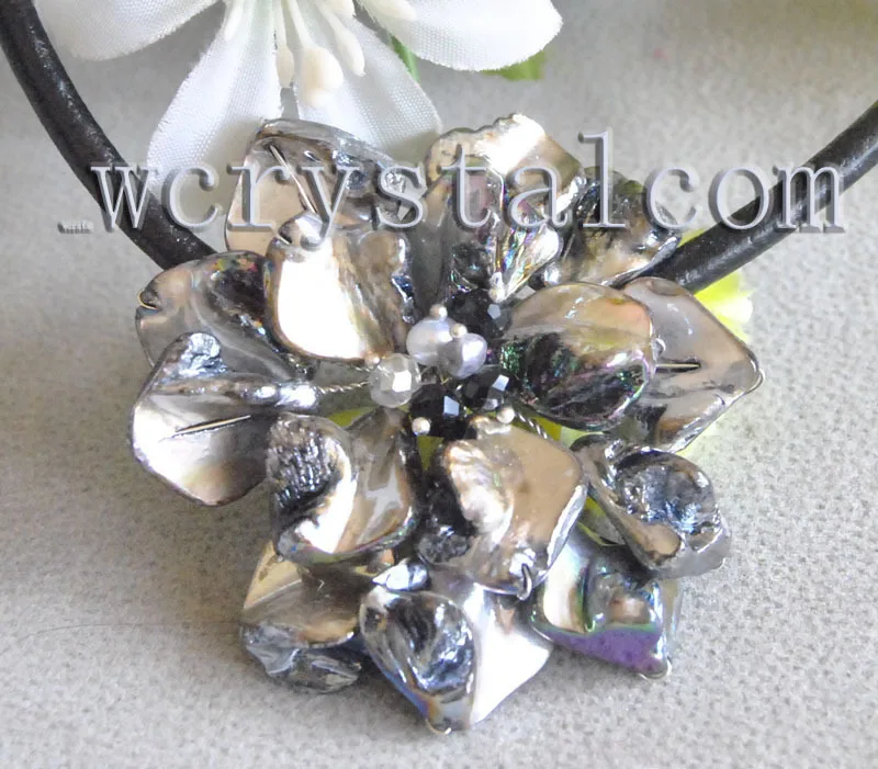 Черное ожерелье в стиле барокко с жемчугом и цветком|necklace necklace|flower necklaceshell pearl |