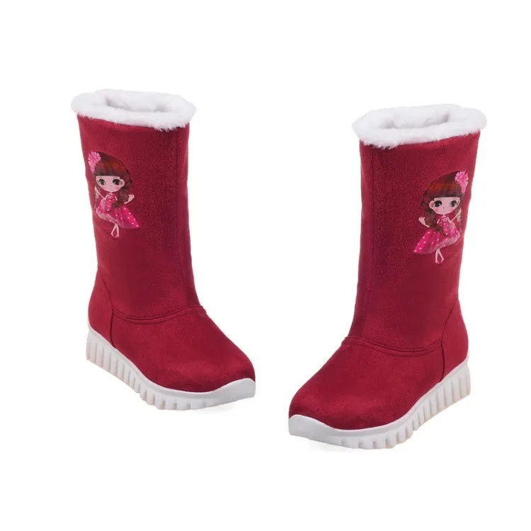 Зимние сапоги, модель года большие Размеры 34-46Women обувь зимние ботинки-гладиаторы Модная высокая обувь с украшением на низком каблуке в западном стиле Ladieskeep теплый X-568 - Цвет: Красный