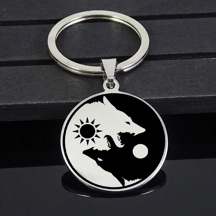 Yin Yang Wolf Sun Moon Keychain High Quality Stainless Steel Jewelry Color Never Fade Dropship Accepted YP6689 | Украшения и