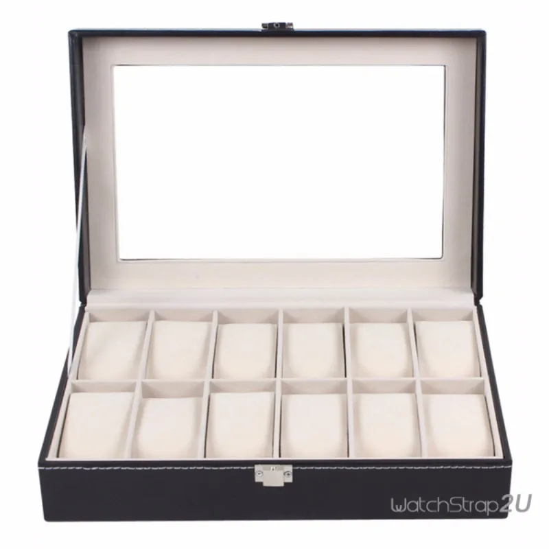 Высококачественная коробка для хранения часов PU Кожаный Дисплей Чехол Органайзер для ювелирных изделий удобный черный 12 слотов