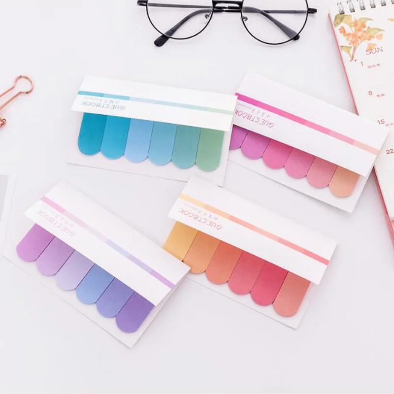 Creative Six Color Gradient Sticky Notes Memo Pads Learning Message Notepad Stickers NoteBook Office School Supplies Stationery