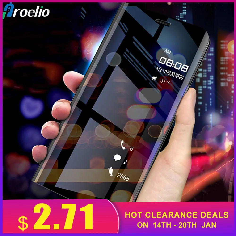 

Proelio Clear Mirror Smart Case For Samsung Galaxy Note 9 8 S9 S8 S7 S6 edge Plus Leather Flip Stand Cases For Samsung A5 2017