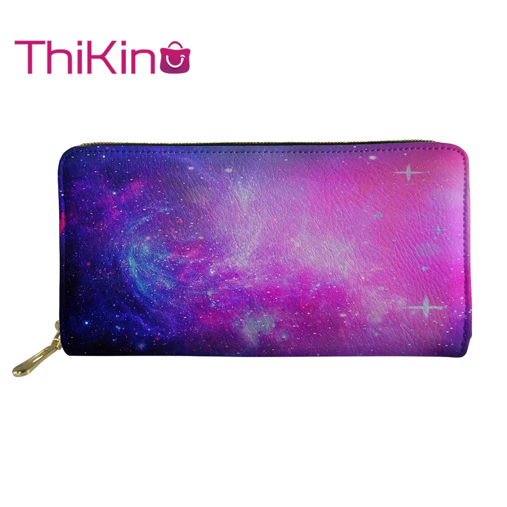 

Thikin Pink Galaxy Pattern Long Wallets Zipper Phone Bag Card Holder for Pink Girls Clutch Purse Carteira Handbags Notecase 2019
