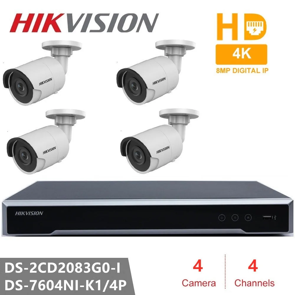 Hikvision, Новое поступление, 8MP CCTV камера, комплекты, 4CH камеры наблюдения, H.265, сетевая купольная камера, 3D DNR, пуля, IP камера, POE, для улицы