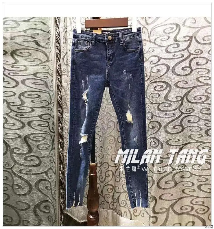 Fashion 2017 Spring Summer Women New Arrival Stretch Hole Ankle length Pancil Pants