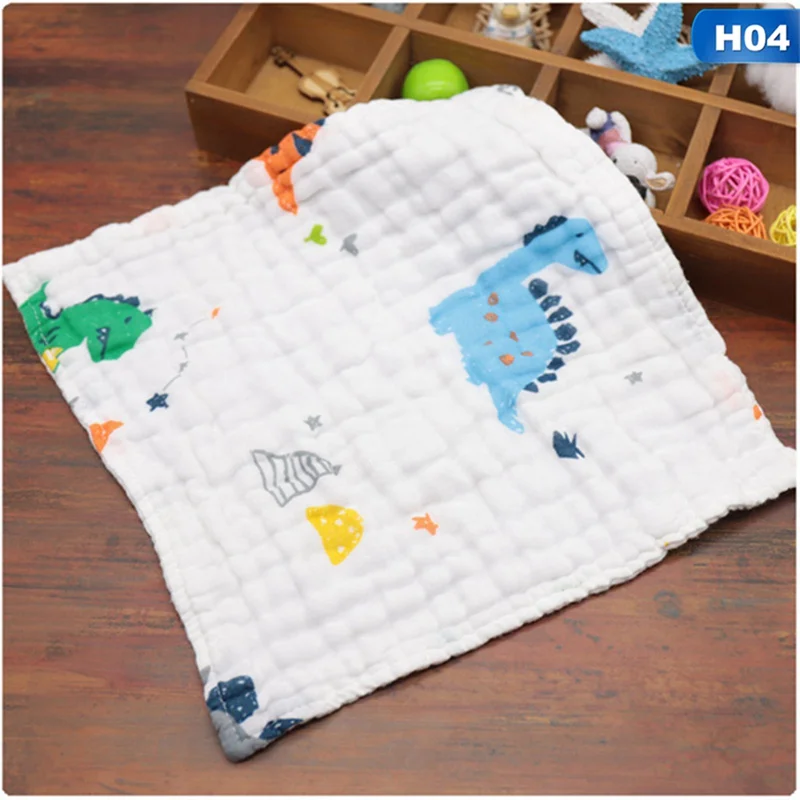 Baby Towel Cotton 6 Layers Gauze 30*30cm Newborn Infant Cartoon Face Hand Bathing Bib Handkerchief Baby Towel