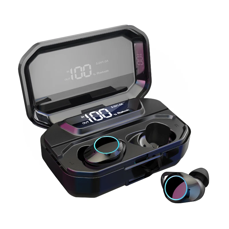 G02 беспроводные Bluetooth наушники 5,0 сенсорные наушники 9D стерео музыка гарнитура Управление светодиодный дисплей с 3300 мАч power Bank - Цвет: G02