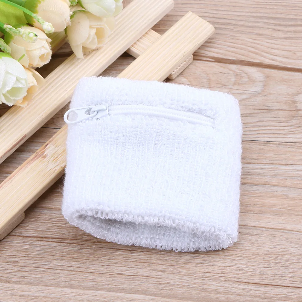 

1 Pair Wrist Support Zipper Pocket Basketball Tennis Sports Sweatbands Wrist Bands Cycling Gym Fitness Running Wristband Straps