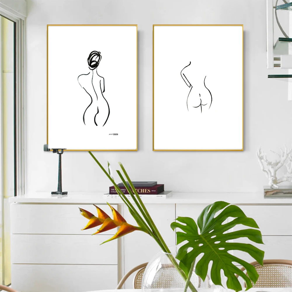 

The Paintings Minimalism Backview of Woman Wall Art Pictuures For Living Room Canvas Home Decor No Frame