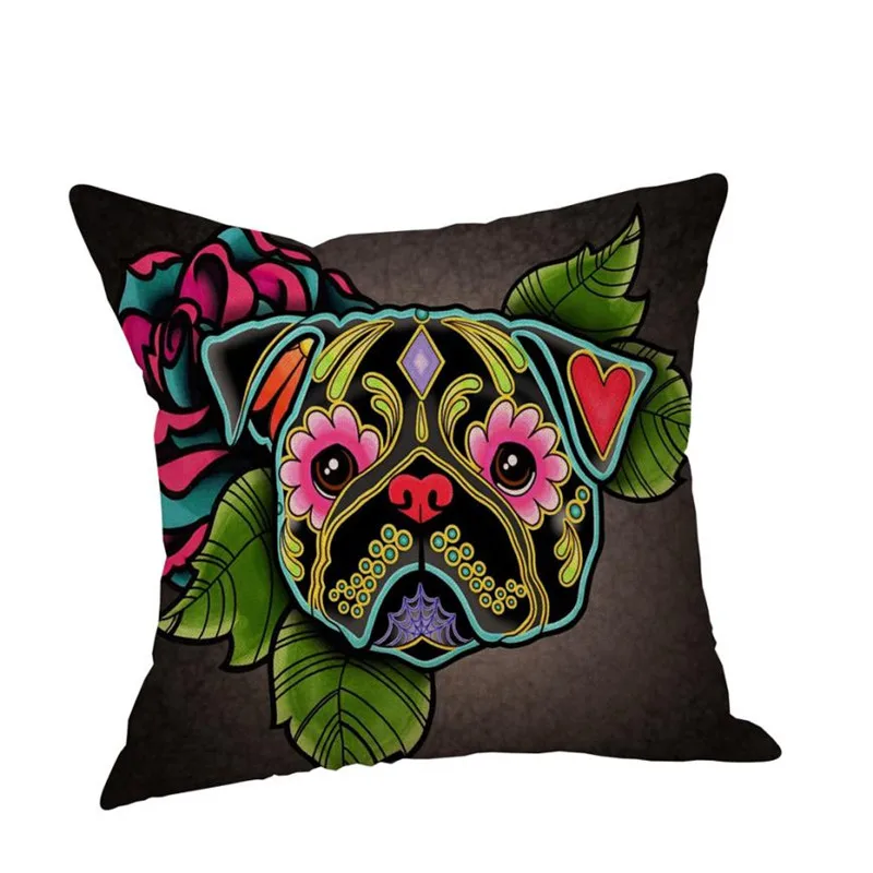 Dog Cotton Linen Cushion Cover Sofa Throw Pillow Case Home Decor07