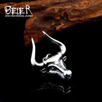 

BEIER new store new bull head pendant punk animal horn men's necklace pendant high quality jewelry gift LLBP8-412P