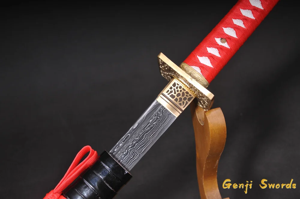 Ручная работа Полный Тан японский катана Тачи Дамасская сложенная сталь настоящий Самурай острый меч край