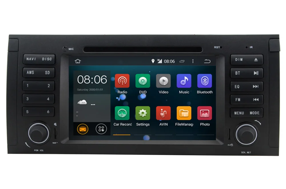 Clearance In Stock Quad Core 1024x600 HD Capacitive Touch Screen Car DVD for BMW E39 Android 7.1 E53  Wifi 3G Bluetooth Radio Canbus 29