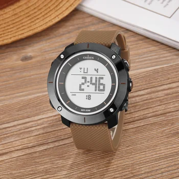 

OHSEN Mens Sport Watches Chrono Alarm Men Waterproof Digital Watch military male Clock Khaki silicone Fashion Relojes Hombre