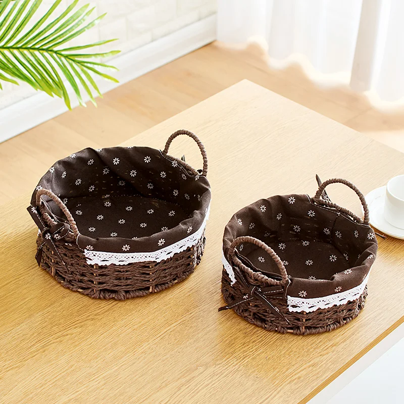 Storage fruit baskets for toy table snack with liner fabric rattan storage bread box dried fructose candy storage dish household