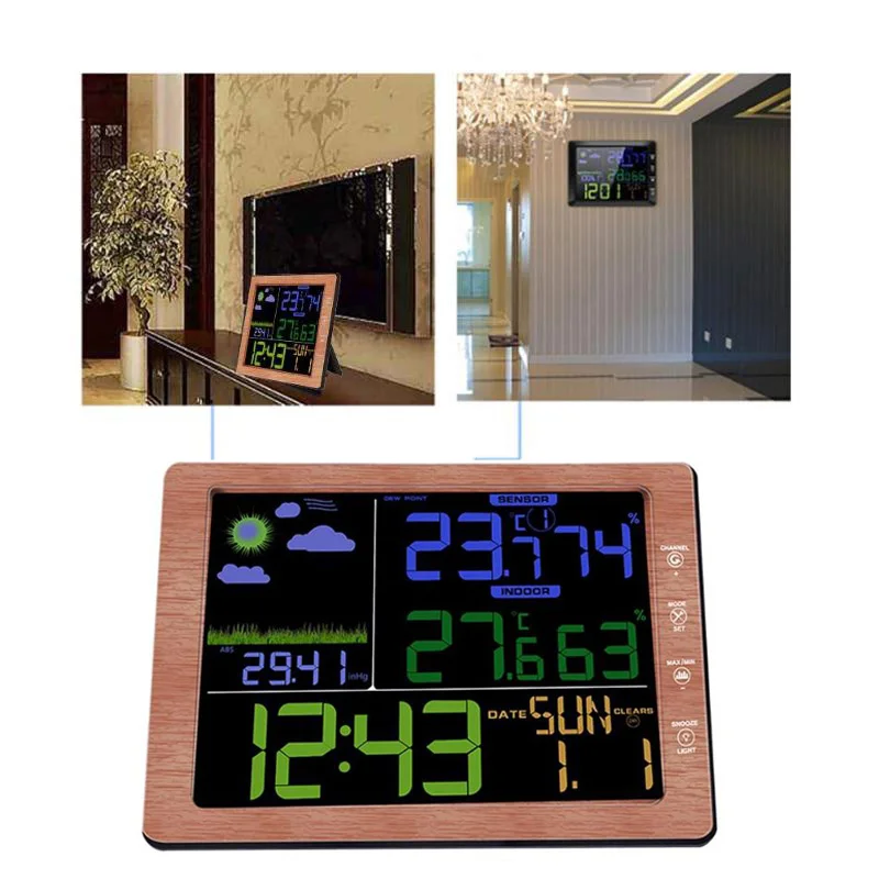 

Weather Station Thermometer Hygrometer Wireless Sensor LCD Display Weather Forecast Digital Alarm Clock Barometer