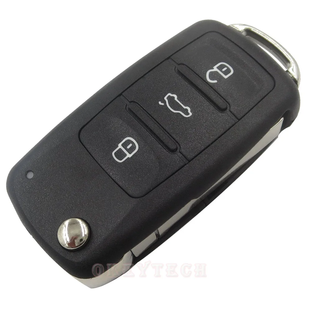 OkeyTech 5K0837202AD 3 кнопки флип складной 433 МГц ID48 чип дистанционного ключа для VW Volkswagen Golf Passat Tiguan Polo Jetta Beetle