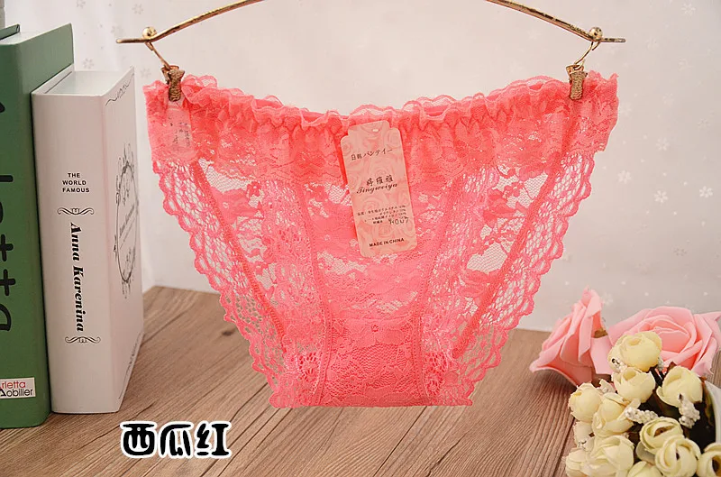 New fashion cotton girl shorts briefs lace Hollow ms underwear pertty falbala split bud silk low waist woman panties girls free