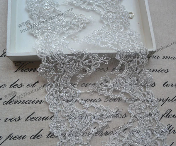 

3Yard / Lot High quality Gold Silver lace trim decoration curtain lash fabric DIY clothes accessories about 13cm wide
