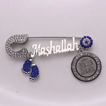 

muslim islam turkish evil eye Koran four Qul suras Mashallah Stainless steel brooch baby pin