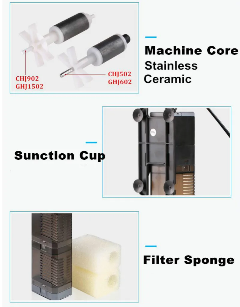 Супер 4 в 1 Sunsun внутренний фильтр для аквариума, насос для аквариума, многофункциональный волновой генератор, циркуляционный воздушный насос, фильтр CHJ-502