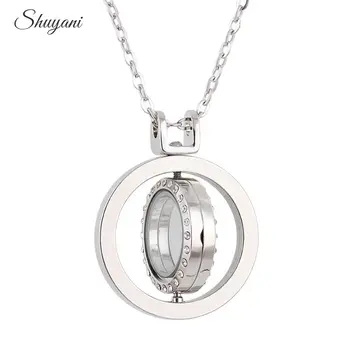 

10PCS!! Shuyani 3Colors Rotate Aromatherapy Glass Locket Perfume Diffusing Floating Locket Pendant with Chain Luxury Jewelry