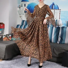 Bell Sleeve Bohemian Leopard Print Chiffon Long Plus Size Summer Wedding Guest Beach Holiday Maxi Dress Bridesmaid Sundress Bell Sleeve Bohemian Leopard Print Chiffon Long Plus Size Summer Wedding Guest Beach Holiday Maxi Dress Bridesmaid Sundress