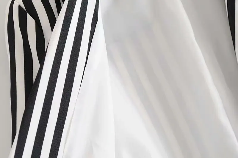 Женский Элегантный Полосатый Черно-белый брючный костюм в полоску, повседневный полосатый блейзер+ штаны в полоску, комплект из 2 предметов, офисный костюм для леди, наряд