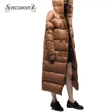 Новинка, зимний женский пуховик, модная теплая Женская куртка, свободная однотонная женская верхняя одежда с капюшоном, женское длинное пальто, WLX495