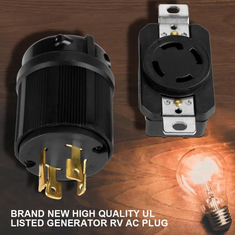

Male & Female Receptacle Set Female Receptacle Generator Socket 4 Pin NEMA L14-30 Generator RV AC 125V-250V 30A Plug & Socket