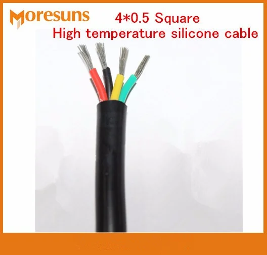 Бесплатная доставка 15 м 4*0.3 квадратный высокая температура силиконовый кабель/4 ядра биодобавок высокая термостойкость Силиконовые Мягкий