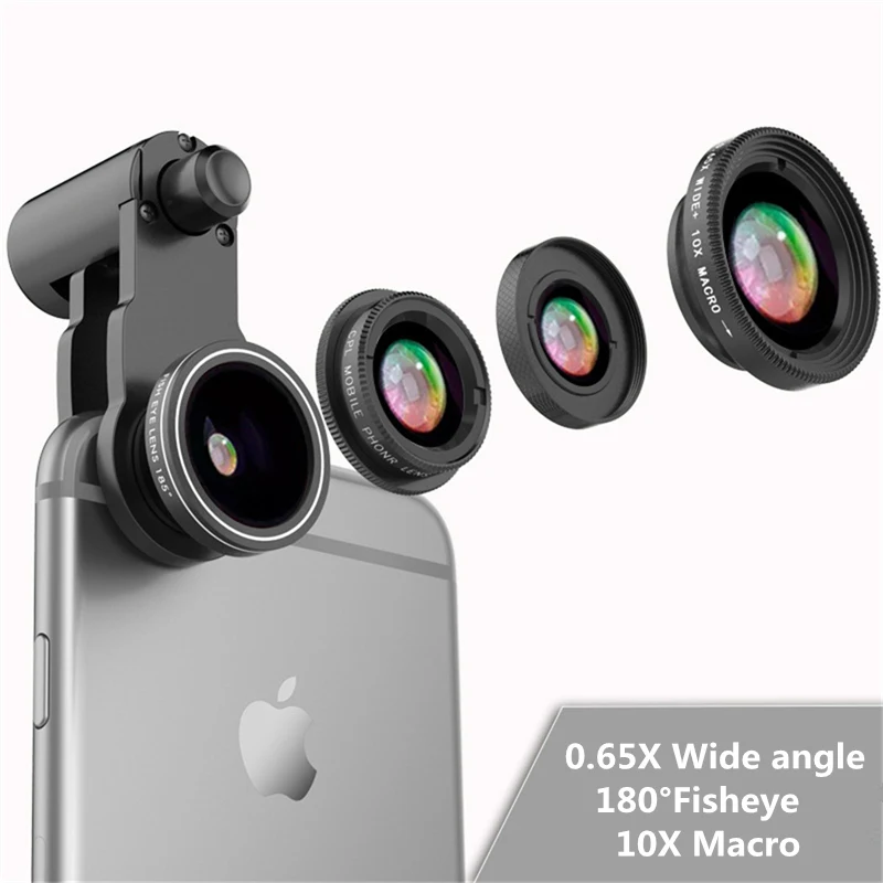Fisheye Lens For Cellphone 180 Degree fisheye Camera Super Wide angle Macro HD 3 IN 1 Mobile Lenses xiaomi note 5 Pro Len | Мобильные