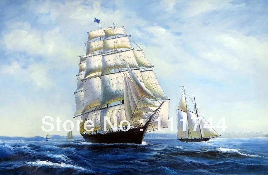 

Canvas art sailing boat modern painting Realist hand painted High quality free shipping