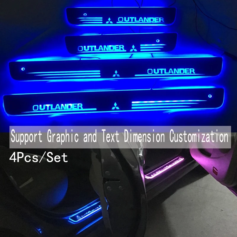 Fit For to Mitsubishi Door Dynamic LED Lamp Sill Scuff Plate Welcome Pedal Car Styling Twinkle door sills lighting For OUTLANDER