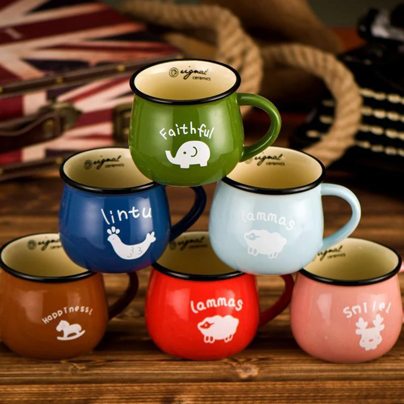 

2017 new Candy Color Ceramic Mug 150ml 250ml 350ml,Coffee Milk Breakfast Cup Cute Porcelain Tea Mugs Ceramic cup Novelty Gifts