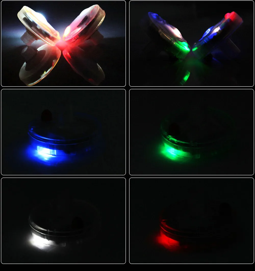 ZH-VBC Tire Lights Led Car Waterproof Solar Led Flashing Light Car Tire Decoration Fitting Hot Wheel Safety Warning Light RGB Flashing Colorful Exterior Lights 4pcs
