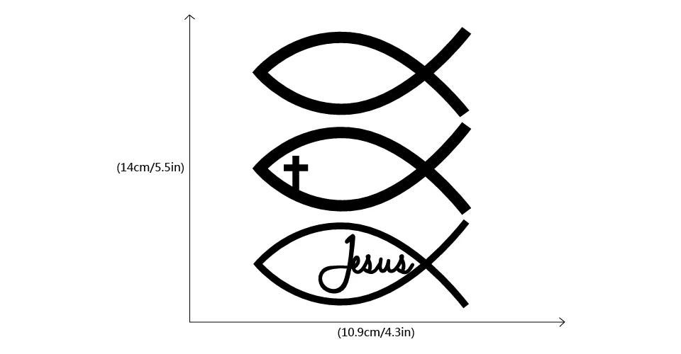 Виниловая наклейка на автомобиль с изображением Иисуса рыбы и христианского креста